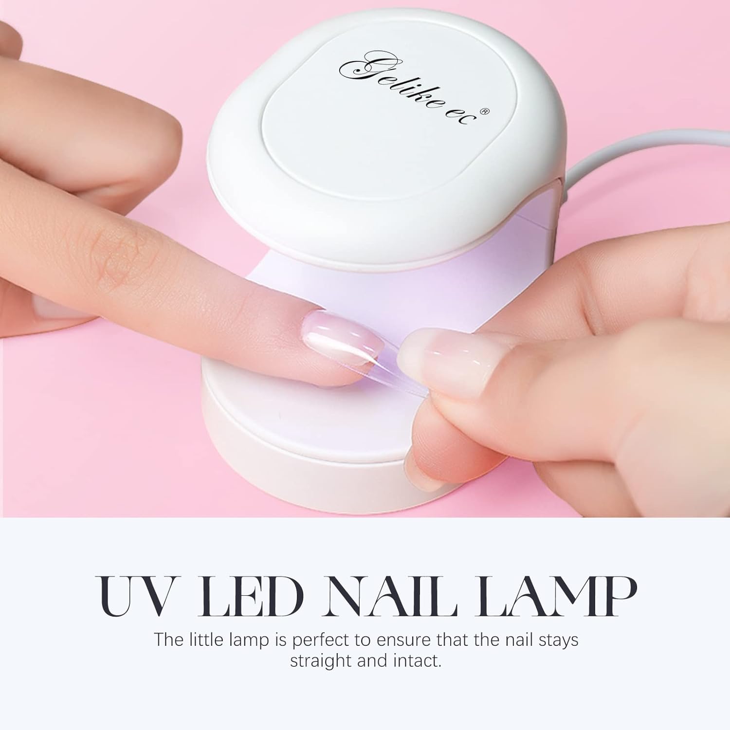 Gelike ec 6 in 1 Nail Glue Gel 32ML 2PCS: Extra Strong Nail Glue for Clear Acrylic Nails Bundle with Mini LED Nail Lamp,UV Light for Nails Easy and Flash Cure Light for Nail Extension System