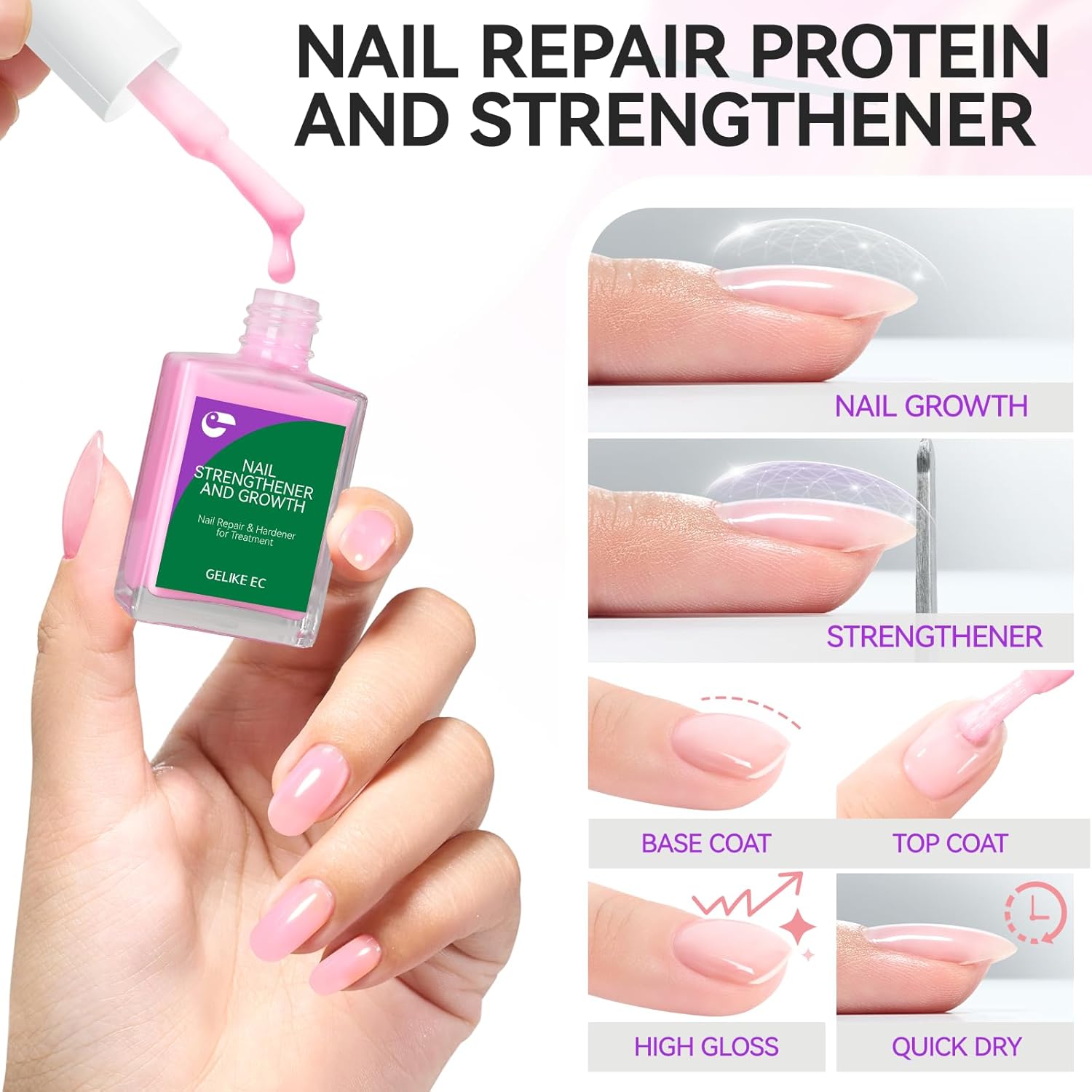 Nail Repair Protein for Thin Nails Bundle with Nail Repair Prep Dehydrator and Primer Kit