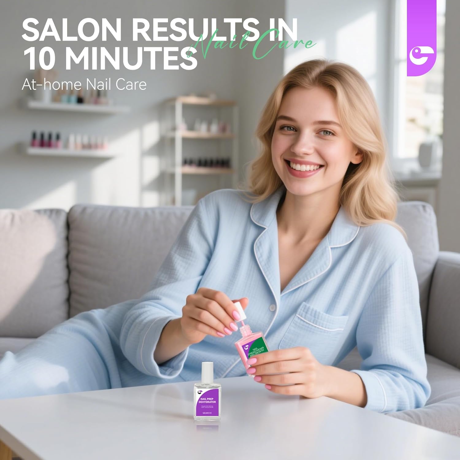 Nail Growth Treatment and Dehydrator Kit: Soft Pink 6-in-1 Strengthener and Dehydrator Set for Stronger in 14 Days - Vegan Allergy-Friendly for Gel Lovers & Sensitive Users