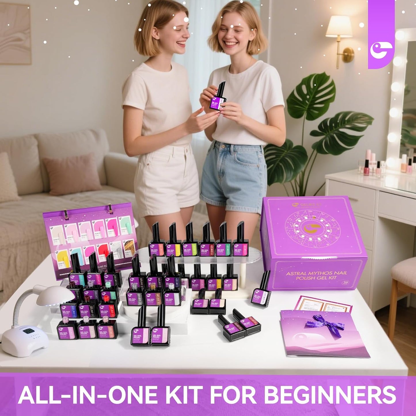 Gelike ec Gel Nail Polish Salon Set: 36Color*16ml Colors Nail Set Manicure for Professional Nail Artists – with Gift Box & Color Guide
