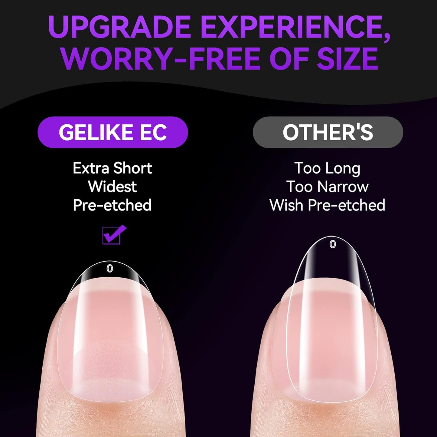 2 pcs 6 in 1 Nail Glue Gel 32ML and Short Almond Nail Tips