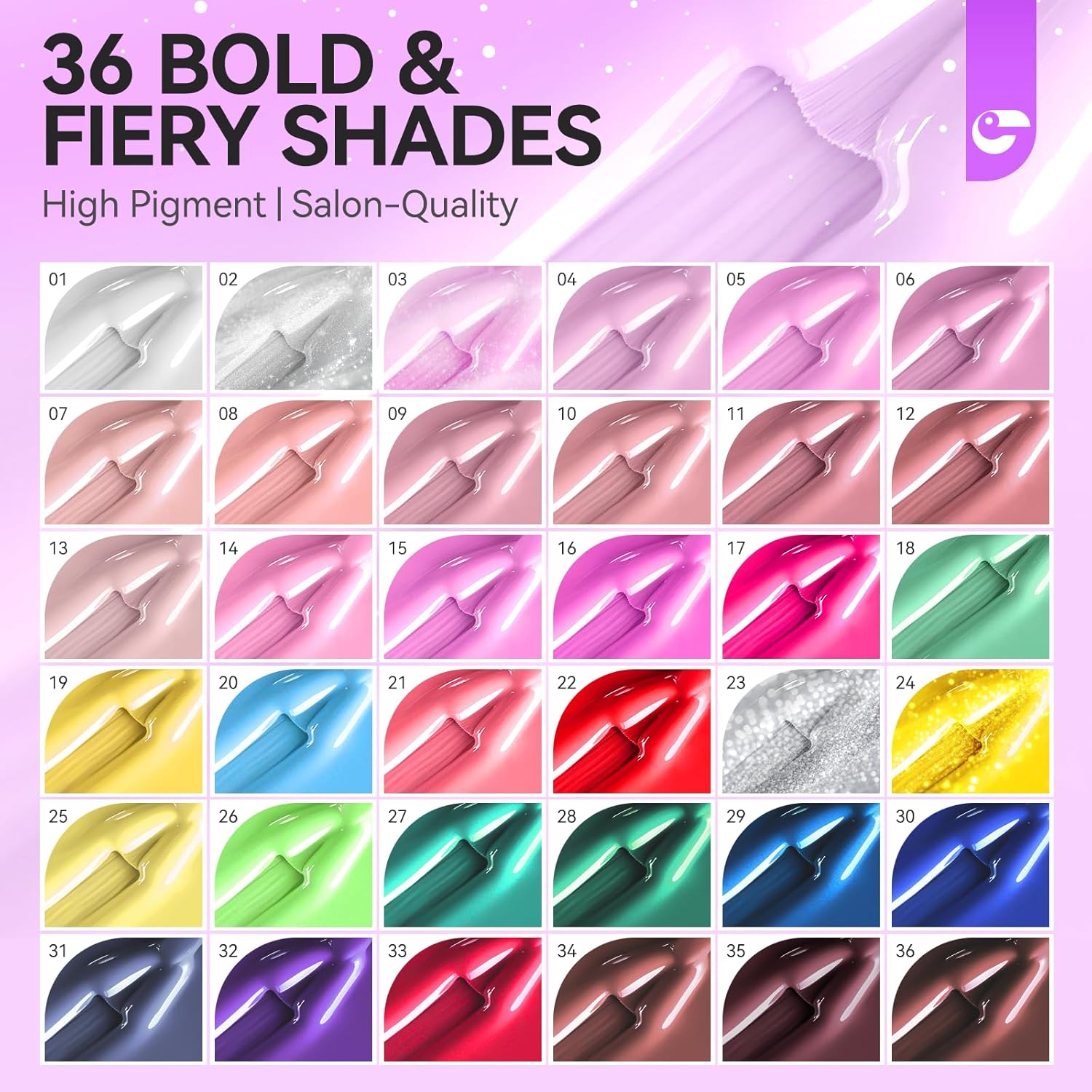 Gelike ec Gel Nail Polish Salon Set: 36Color*16ml Colors Nail Set Manicure for Professional Nail Artists – with Gift Box & Color Guide